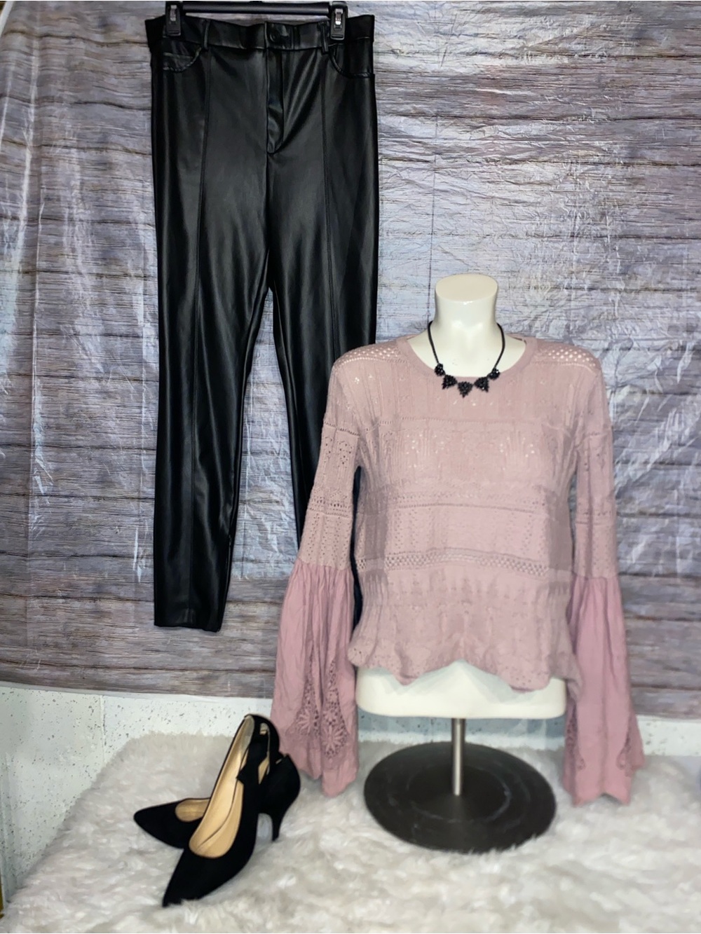 Altar’d State Cropped Blouse With Flare Sleeves